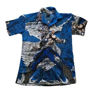 Vintage Claudio Nucci Anime Button Up Shirt Boys SZ S 8 Anime Winged Warrior